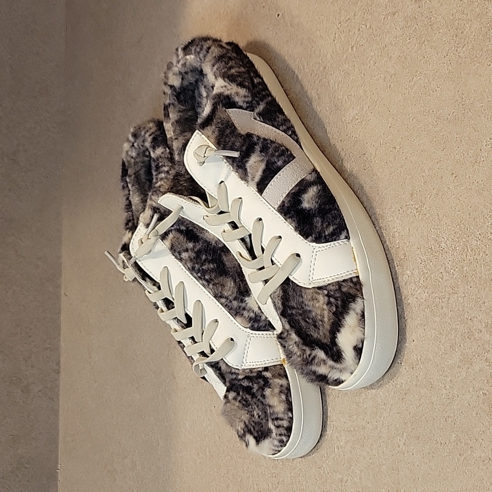 Vintage Havana Slip On Mix Snake Fur Print Low Sneakers Comfort Fuzzy size 1